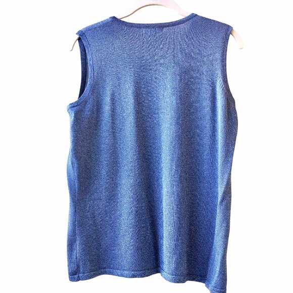 Cherokee Blue Cardigan Sweater & Tank Top Twin Set Vintage Hong Kong - Picture 10 of 14